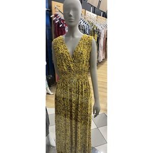 Seven Islands Yellow Floral Sleeveless Maxi Dress Women's Size-L
